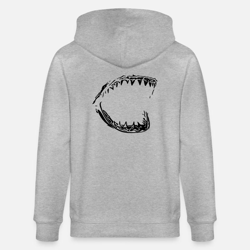 Giant vector shark bit - Stanley/Stella CULTIVATOR Unisex Organic Hooded Jacket - heather grey