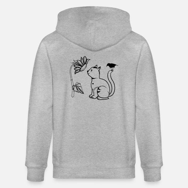 Oiseau fleur de chat - Veste à capuche bio CULTIVATOR Stanley/Stella Unisexe - gris chiné