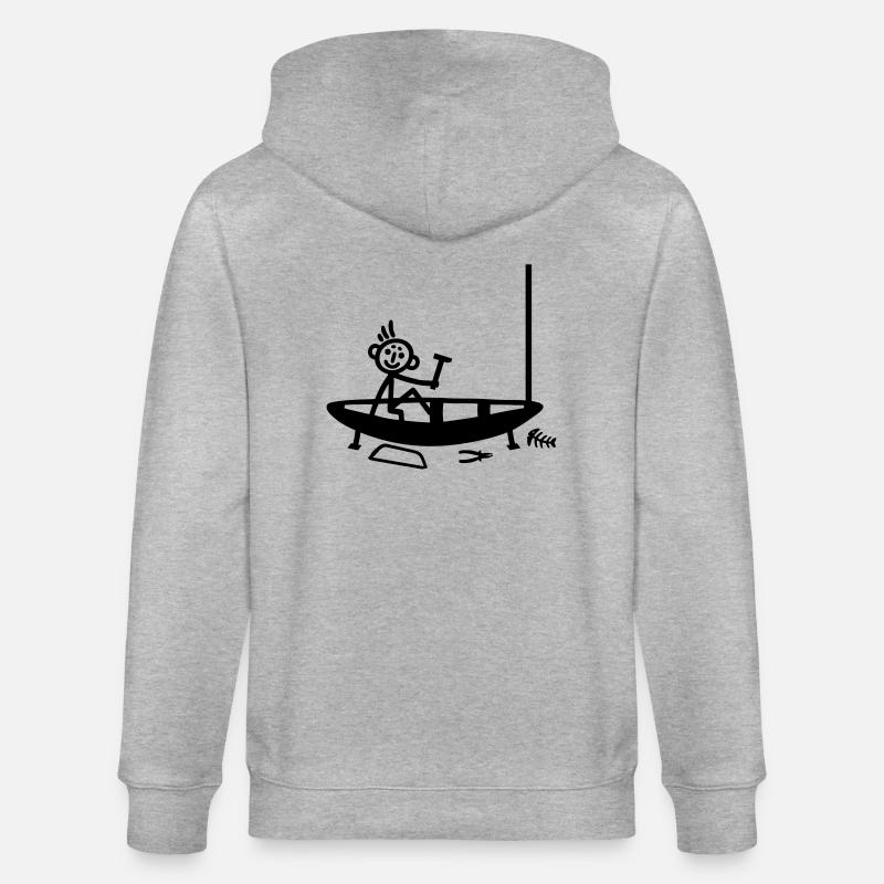 Boot bauen - Strichmännchen - Stanley/Stella Unisex Bio-Kapuzenjacke CULTIVATOR  - Grau meliert