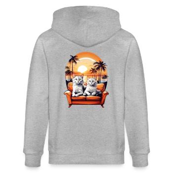 Chats au bord de la mer - Veste à capuche bio CULTIVATOR Stanley/Stella Unisexe - gris chiné - Dos - Luana (180cm)