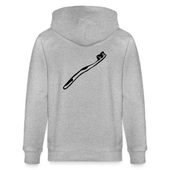 Zahnbürste - Zahnarzt - Stanley/Stella Unisex Bio-Kapuzenjacke CULTIVATOR  - Grau meliert - Hinten - Luana (180cm)