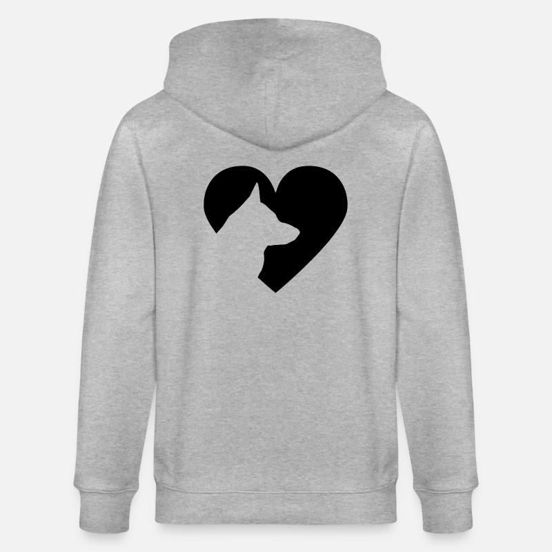 Herz mit Schäferhund Vector - Stanley/Stella Unisex Bio-Kapuzenjacke CULTIVATOR  - Grau meliert