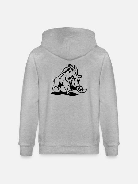 Wild boar dangerous - Stanley/Stella CULTIVATOR  Unisex Organic Hooded Jacket - heather grey
