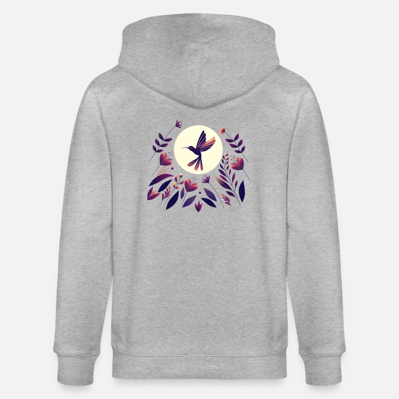 Colibri dans le champ de fleurs - Veste à capuche bio CULTIVATOR Stanley/Stella Unisexe - gris chiné