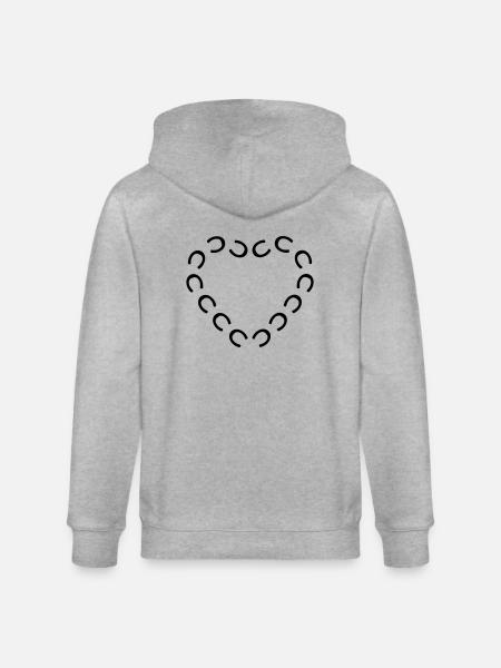 hufeisen pferd,herz - Stanley/Stella Unisex Bio-Kapuzenjacke CULTIVATOR - Grau meliert
