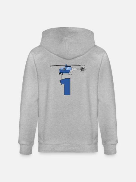 Helicopter 1st birthday - Stanley/Stella CULTIVATOR Unisex Organic Hooded Jacket - heather grey