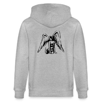 Engel schwarz-weiß Stempeleffekt - Stanley/Stella Unisex Bio-Kapuzenjacke CULTIVATOR  - Grau meliert - Hinten - Luana (180cm)