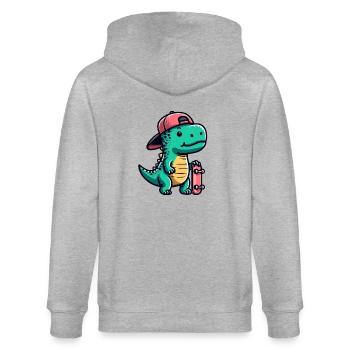 T-Rex-Skateboarder: Ein lustiges und kreatives - Stanley/Stella Unisex Bio-Kapuzenjacke CULTIVATOR  - Grau meliert - Hinten - Luana (180cm)