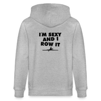 I´m Sexy And I Row It - Rowing - Rudern - Ruderer - Stanley/Stella Unisex Bio-Kapuzenjacke CULTIVATOR  - Grau meliert - Hinten - Luana (180cm)