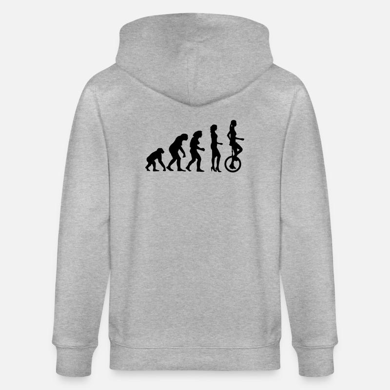 evolution_einradfahrerin_1c - Veste à capuche bio CULTIVATOR Stanley/Stella Unisexe - gris chiné