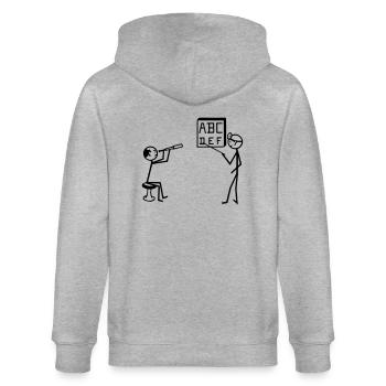Augenarzt, Sehtest - Stanley/Stella Unisex Bio-Kapuzenjacke CULTIVATOR  - Grau meliert - Hinten - Luana (180cm)