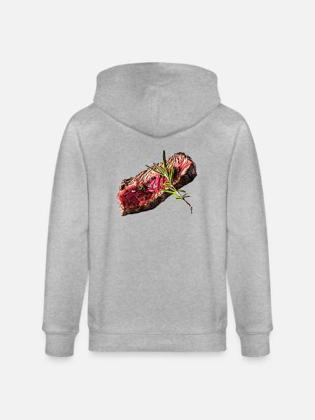 Steak vom Grill - Stanley/Stella Unisex Bio-Kapuzenjacke CULTIVATOR  - Grau meliert