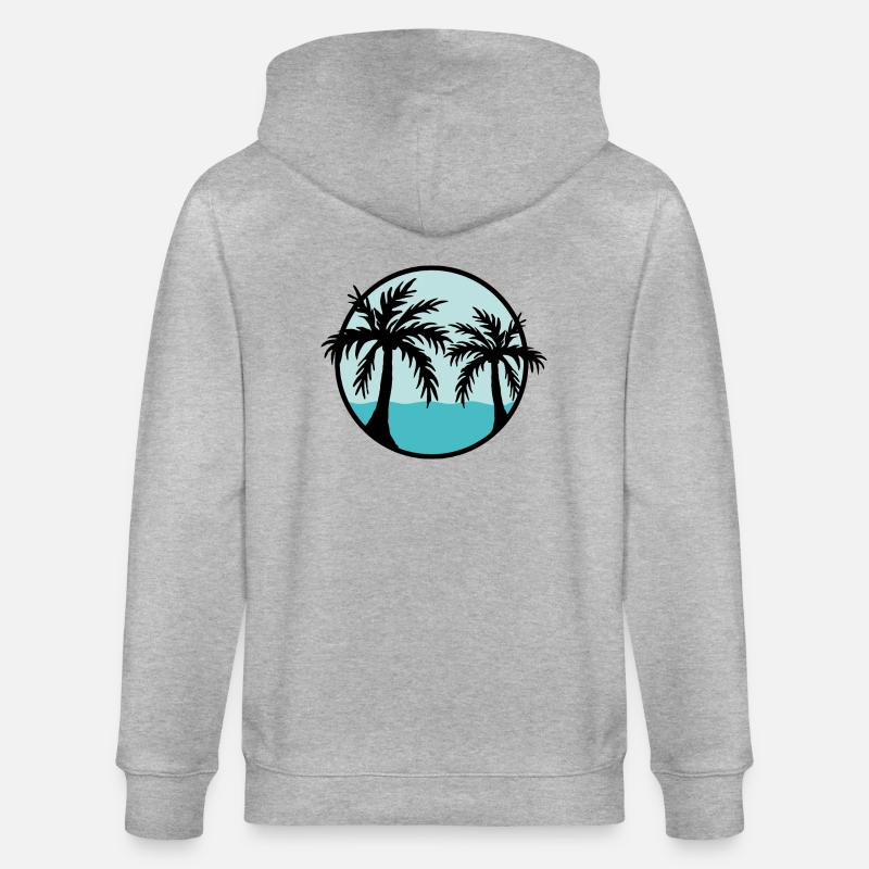 Palmiers devant l’océan - Veste à capuche bio CULTIVATOR Stanley/Stella Unisexe - gris chiné