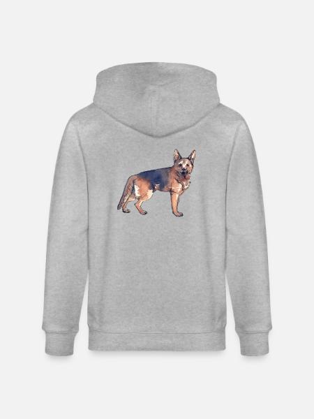 Deutscher Schäferhund - Stanley/Stella Unisex Bio-Kapuzenjacke CULTIVATOR - Grau meliert