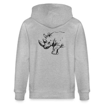 Abbildung von Rhino-Tinte - Stanley/Stella Unisex Bio-Kapuzenjacke CULTIVATOR  - Grau meliert - Hinten - Luana (180cm)