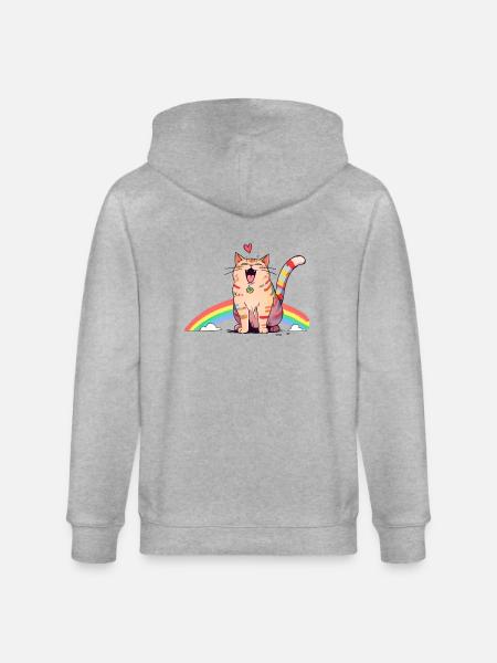 Happy Cat - Stanley/Stella CULTIVATOR Unisex Organic Hooded Jacket - heather grey