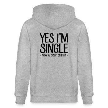 yes, I'm single - Stanley/Stella CULTIVATOR  Unisex Organic Hooded Jacket - heather grey - Back - Luana (180cm)