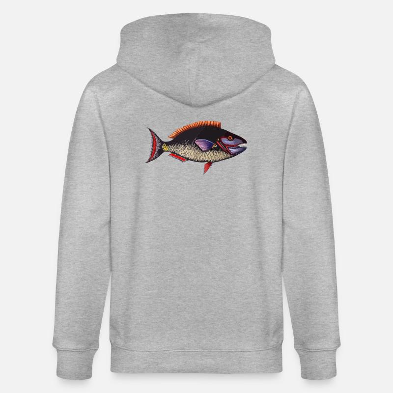 poisson - Veste à capuche bio CULTIVATOR Stanley/Stella Unisexe - gris chiné