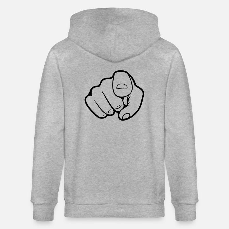 Main pointée du doigt - Veste à capuche bio CULTIVATOR Stanley/Stella Unisexe - gris chiné