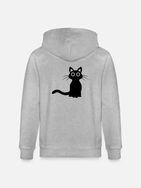 Cute black cat - Stanley/Stella CULTIVATOR Unisex Organic Hooded Jacket - heather grey