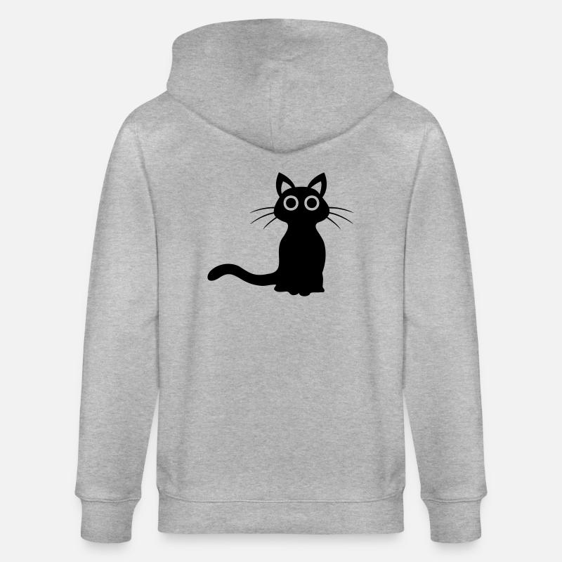 Niedliche schwarze Katze - Stanley/Stella Unisex Bio-Kapuzenjacke CULTIVATOR  - Grau meliert