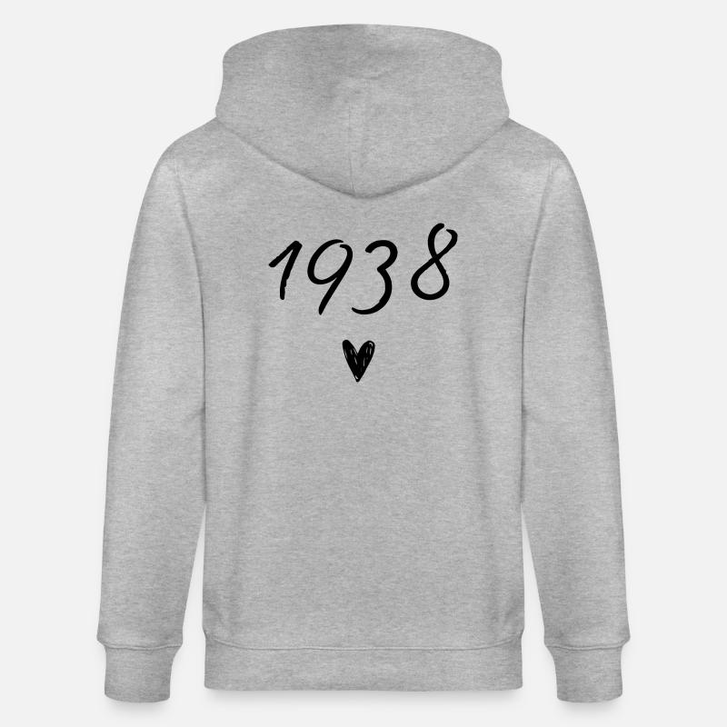 1938 coeur anniversaire - Veste à capuche bio CULTIVATOR Stanley/Stella Unisexe - gris chiné