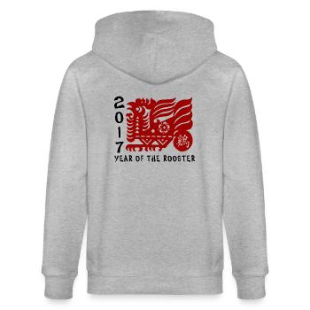 2017 Jahr des Hahns Papercut - Stanley/Stella Unisex Bio-Kapuzenjacke CULTIVATOR  - Grau meliert - Hinten - Luana (180cm)