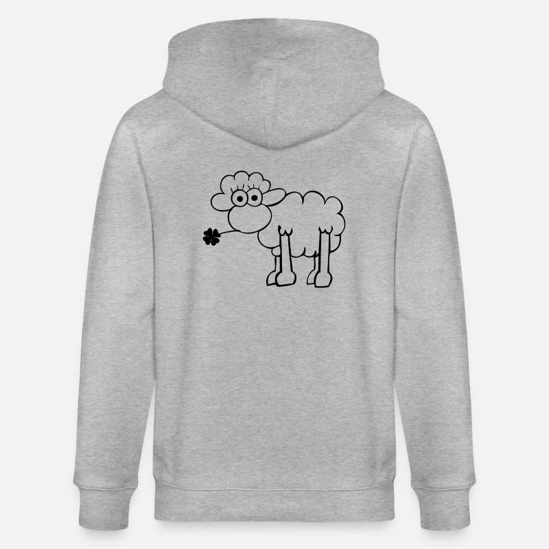 Schaf mit Kleeblatt - Stanley/Stella Unisex Bio-Kapuzenjacke CULTIVATOR - Grau meliert