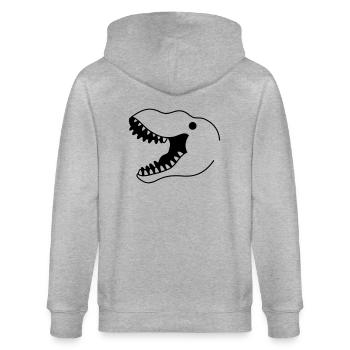 T-Rex nur weit geöffneter Mundkopf - Stanley/Stella Unisex Bio-Kapuzenjacke CULTIVATOR  - Grau meliert - Hinten - Luana (180cm)