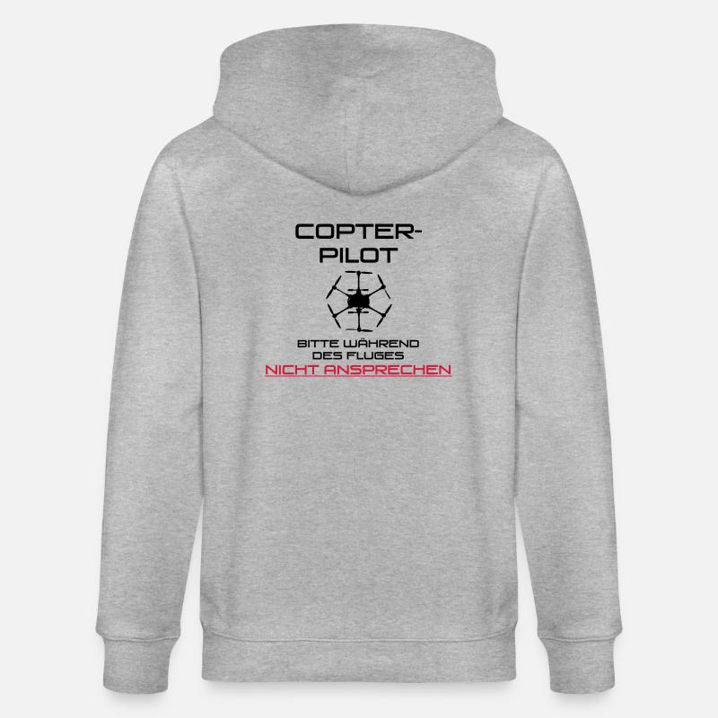 Hinweis Copter-Pilot - Stanley/Stella Unisex Bio-Kapuzenjacke CULTIVATOR  - Grau meliert
