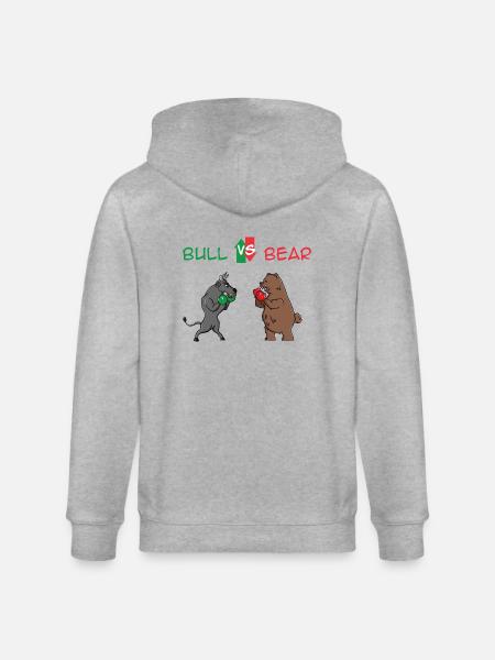 Bull vs. Orso, del mercato azionario, le scorte, idea regalo - Felpa con cappuccio ecologica unisex CULTIVATOR di Stanley/Stella - grigio melange