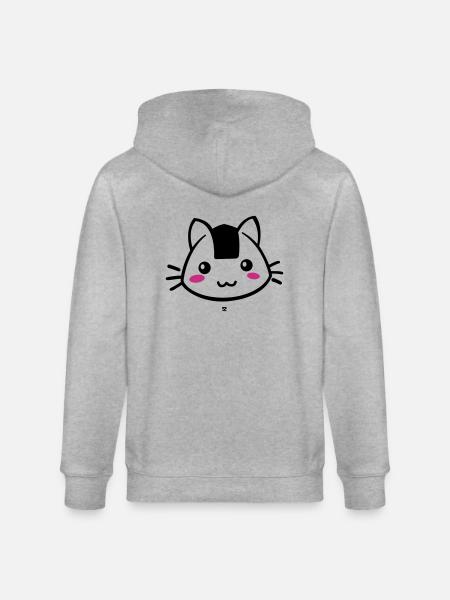Onigiricat - chat onigiri - Stanley/Stella CULTIVATOR  Unisex Organic Hooded Jacket - heather grey