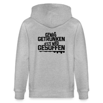 Genug getrunken - jetzt wird gesoffen - Stanley/Stella Unisex Bio-Kapuzenjacke CULTIVATOR  - Grau meliert - Hinten - Luana (180cm)