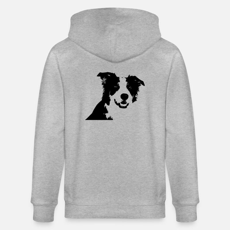 Border-Collie - Stanley/Stella Unisex Bio-Kapuzenjacke CULTIVATOR  - Grau meliert