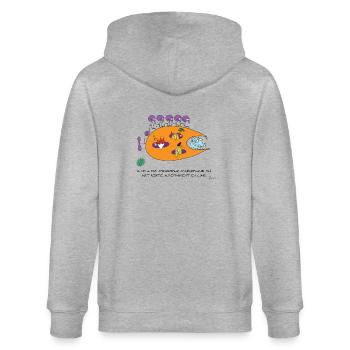 Lune volante Shadoks - Veste à capuche bio CULTIVATOR Stanley/Stella Unisexe - gris chiné - Dos - Luana (180cm)