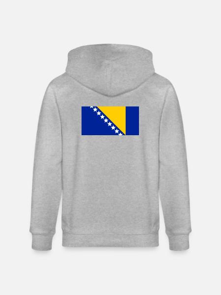 Bosnia flag - Stanley/Stella CULTIVATOR Unisex Organic Hooded Jacket - heather grey