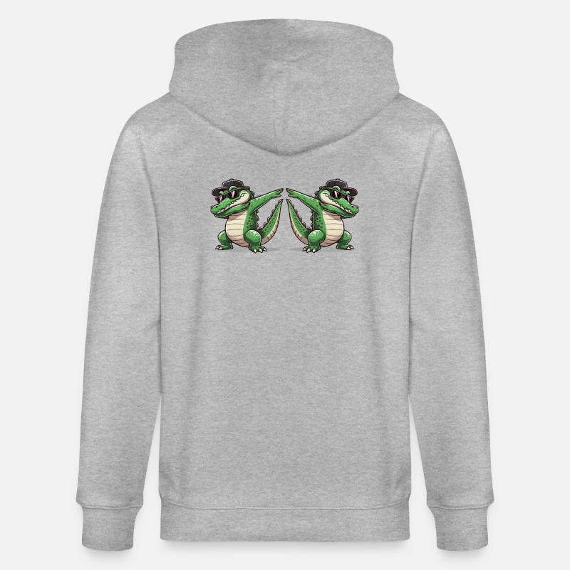 Crocodile Bande dessinée Dabbing 2 - Veste à capuche bio CULTIVATOR Stanley/Stella Unisexe - gris chiné