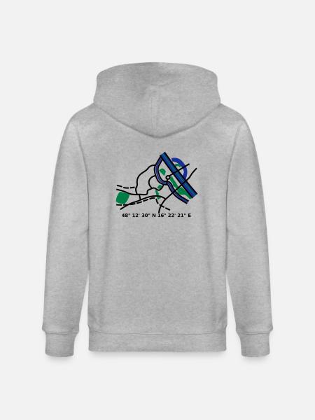 Vienna Vienna city map - Stanley/Stella CULTIVATOR Unisex Organic Hooded Jacket - heather grey