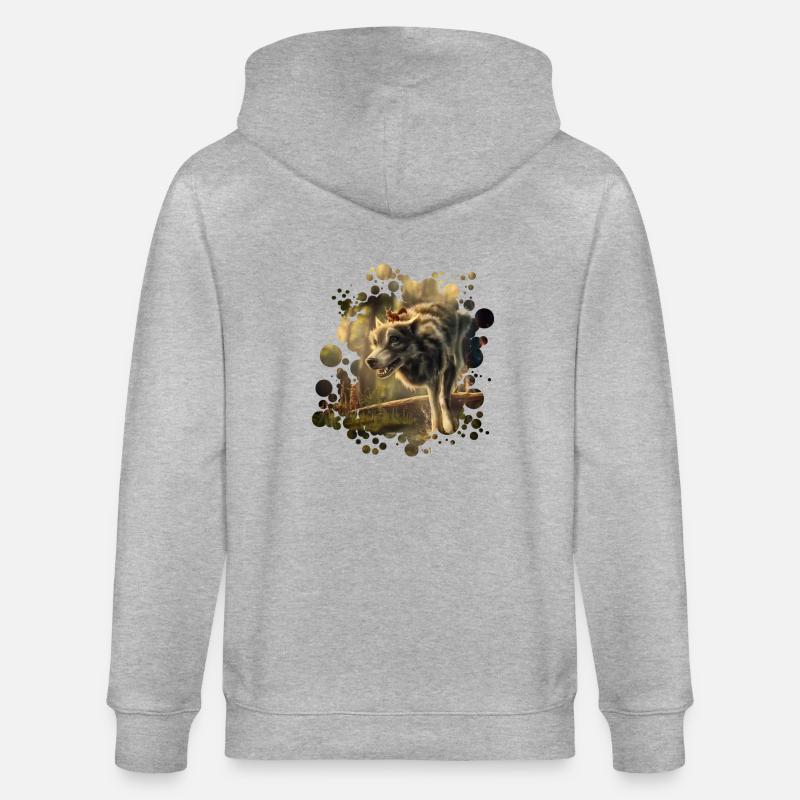 Freunde Wolf Eichhörnchen - Stanley/Stella Unisex Bio-Kapuzenjacke CULTIVATOR  - Grau meliert
