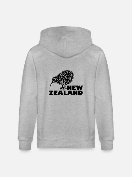 New Zealand kiwi bogstaver New Zealand, sort - Stanley/Stella økologisk unisex-hættejakke CULTIVATOR  - grå meleret
