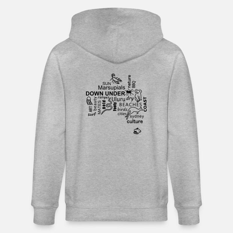 australia word cloud - Stanley/Stella Unisex Bio-Kapuzenjacke CULTIVATOR  - Grau meliert