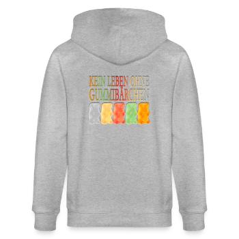 KEIN LEBEN OHNE GUMMIBÄRCHEN - Stanley/Stella Unisex Bio-Kapuzenjacke CULTIVATOR  - Grau meliert - Hinten - Luana (180cm)
