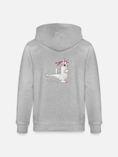Cat at karate - Stanley/Stella CULTIVATOR  Unisex Organic Hooded Jacket - heather grey