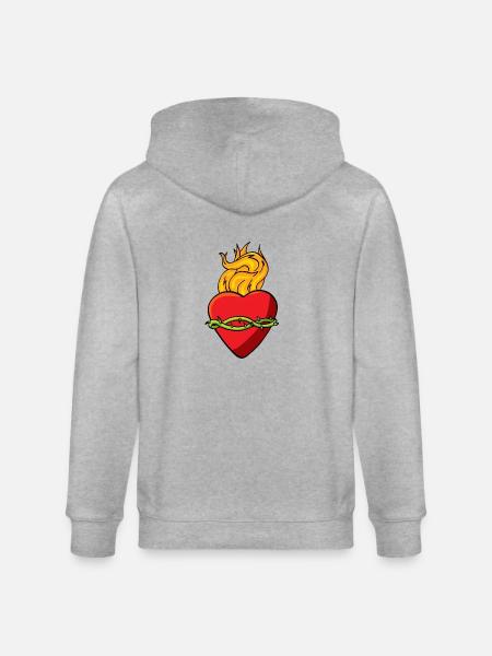sacredheart3 - Stanley/Stella CULTIVATOR  Unisex Organic Hooded Jacket - heather grey