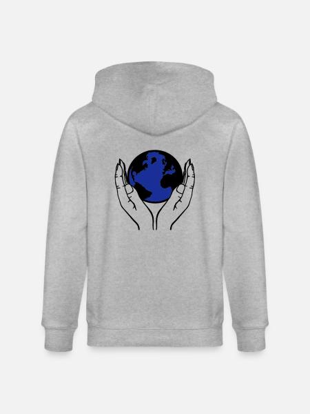 world in hands - Stanley/Stella CULTIVATOR  Unisex Organic Hooded Jacket - heather grey