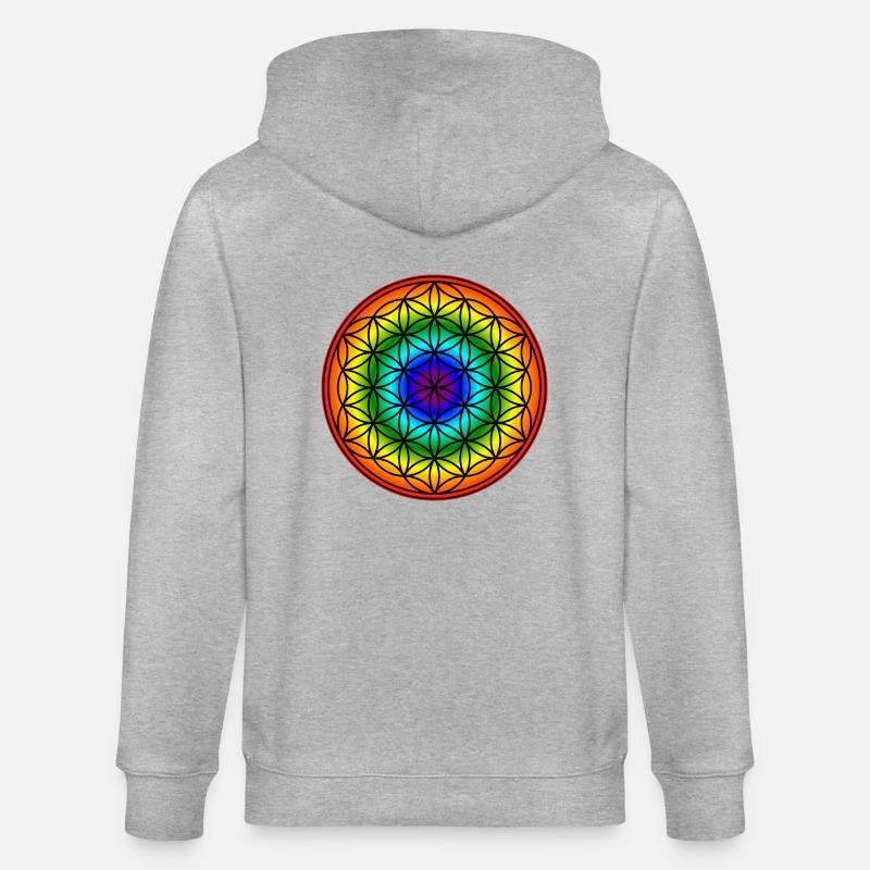 Blume des Lebens - Regenbogen - Stanley/Stella Unisex Bio-Kapuzenjacke CULTIVATOR  - Grau meliert