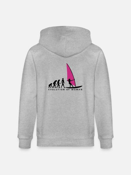 evolution_of_woman_windsurfing_092014_d_ - Stanley/Stella Unisex Bio-Kapuzenjacke CULTIVATOR  - Grau meliert