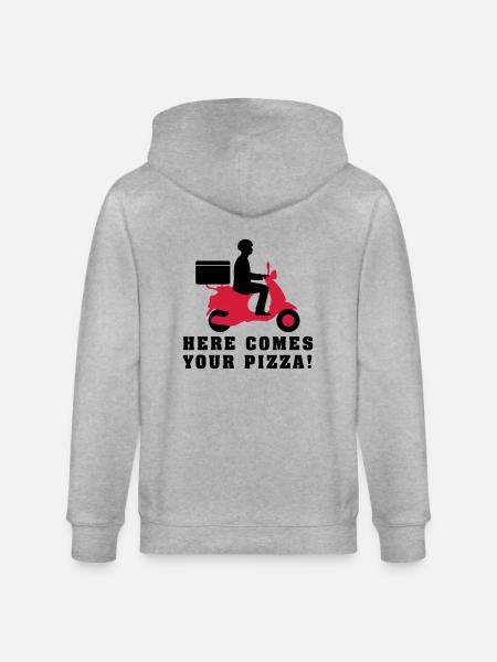 pizza_roller_lieferant_072016a_2c - Stanley/Stella Unisex Bio-Kapuzenjacke CULTIVATOR  - Grau meliert