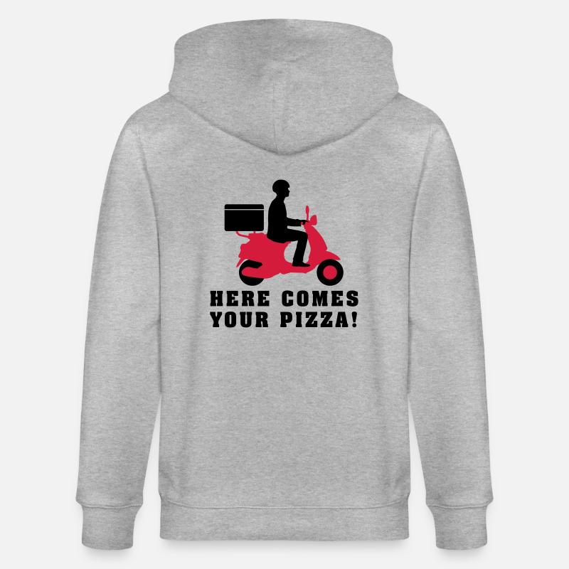 pizza_roller_lieferant_072016a_2c - Stanley/Stella Unisex Bio-Kapuzenjacke CULTIVATOR  - Grau meliert
