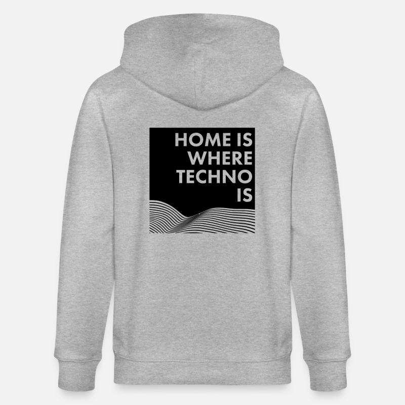 home is where techno is - Stanley/Stella Unisex Bio-Kapuzenjacke CULTIVATOR - Grau meliert